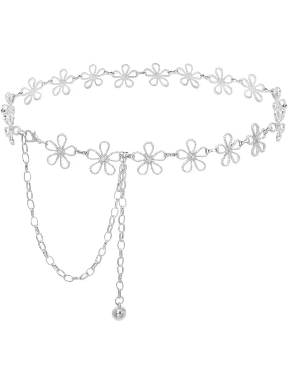 Stylish Women's Flower Metal Waist Chain Belt for Dresses & Jeans - Trendy
